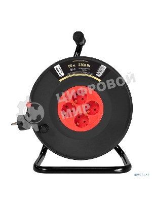 Удлинитель на катушке ExeGate industrial ECS-10-3-50 (4 евророзетки с заземлением, IP20, 50 м, защита от детей, защита от перегрузки, 3х1,0 мм2, 10А/2.3 кВт)