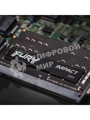 Оперативная память Kingston Fury Impact, DDR5, 16Gb (1x16Gb), 6400MHz, CL38, ECC, SO-DIMM, с радиатором, черный