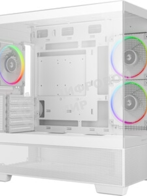 Компьютерный корпус Deepcool CG380 3F WH без БП, боковое окно (панорама), 3x120мм ARGB PWM вентилятора, белый, mATX