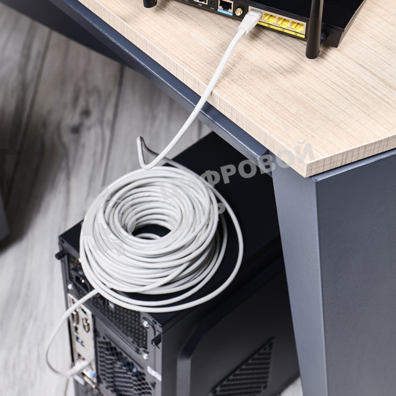 Пaтч-корд U/UTP Rexant, cat.5e, RJ45-RJ45, неэкранированный, PVC серый, 25м