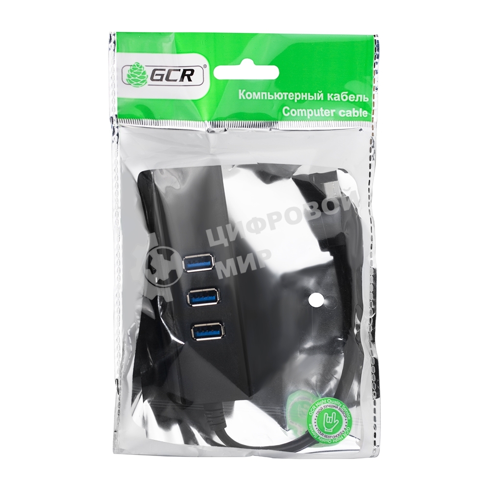 Cетевой адаптер Greenconnect USB 3.1 Тип C M -> Ethernet RJ-45 F Lan Card + USB 2.0-хаб на 3 порта (GCR-UC2CL01)