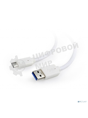 Кабель USB Cablexpert CCP-USB3-AMCM-1M-W, USB3.0 AM/USB Type-C, 1м, белый, пакет