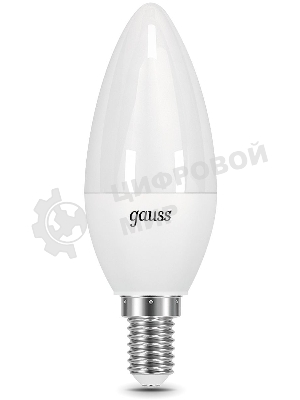 Лампа светодиодная Gauss черный 6.5Вт цок.: E14 свеча 220B 3000K св. свеч. бел. теп. C37 (упак.: 10 шт)