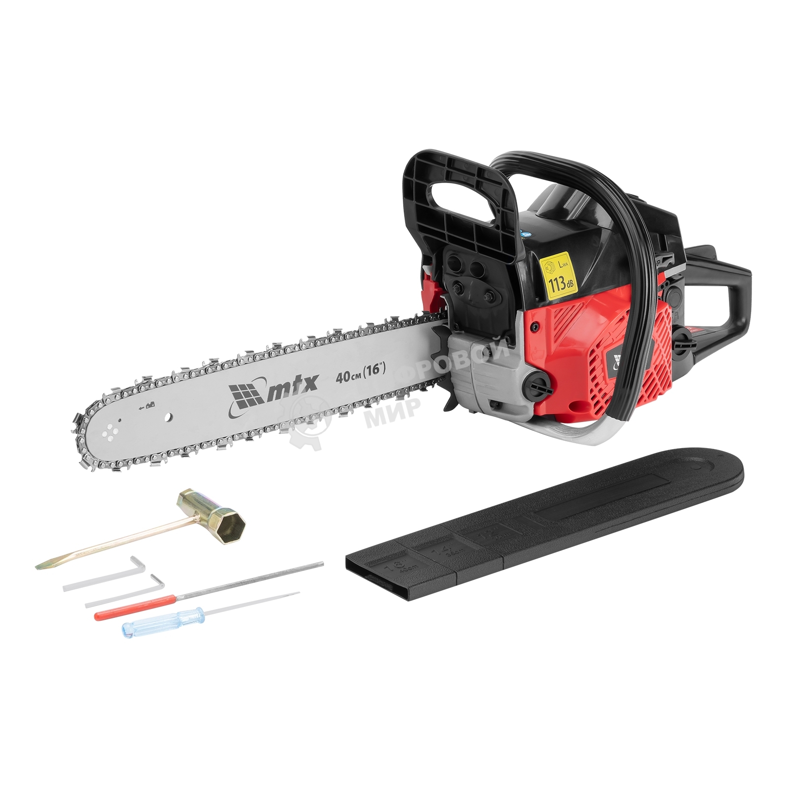 Пила цепная бензиновая MTX MS-4516, шина 40 см, 45 см 3, 2,5 л.с., шаг 0,325, паз 1,5 мм, 64 зв
