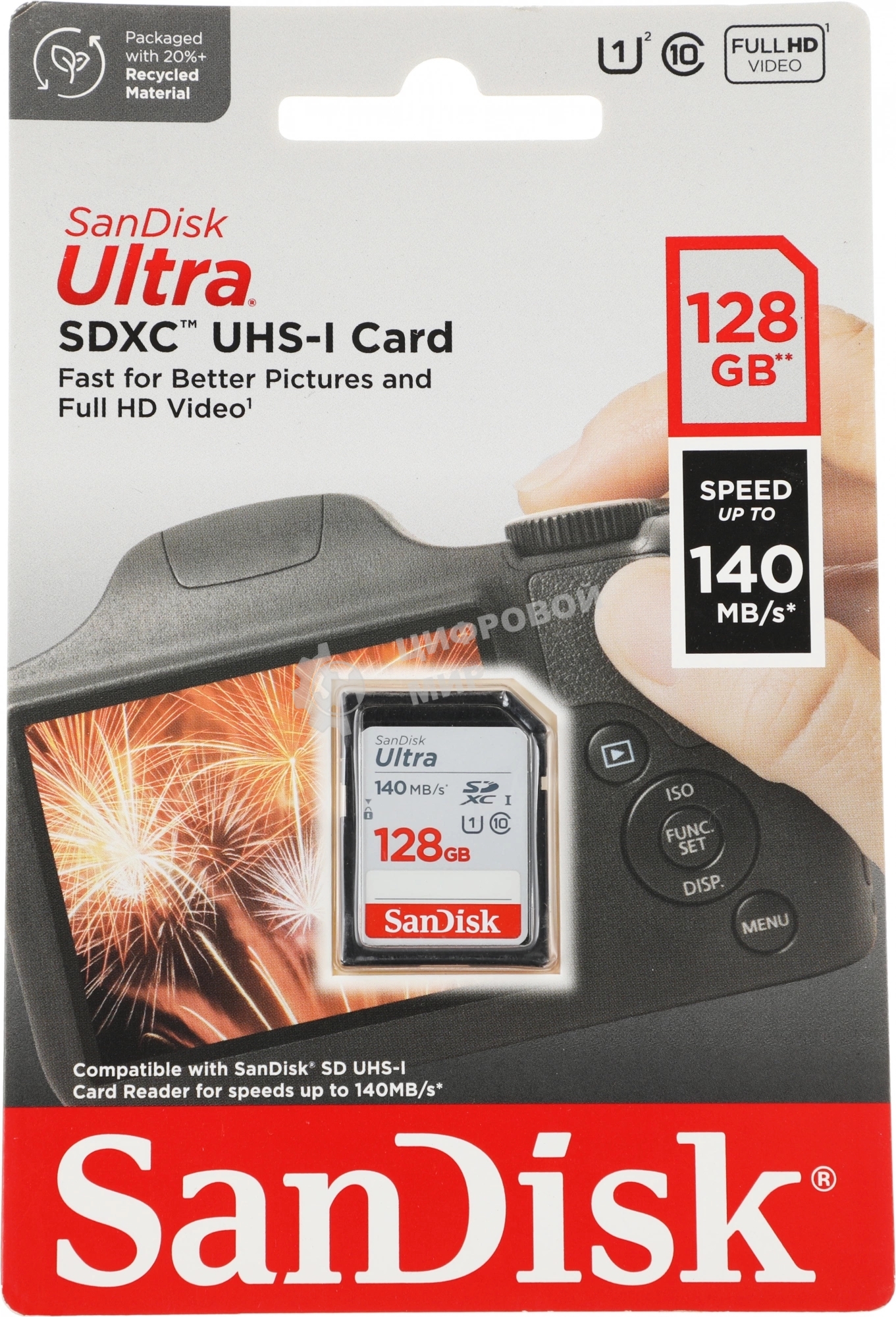 Флеш карта SD 128Gb SanDisk SDXC Class 10 UHS-I Ultra 140Mb/s