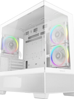 Компьютерный корпус Deepcool CG380 3F WH без БП, боковое окно (панорама), 3x120мм ARGB PWM вентилятора, белый, mATX