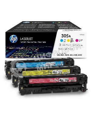 Картридж лазерный набор HP CF370AM № 305A голубой/пурпурный/желтый CLJ M451 (CE411A+CE412A+CE413A)