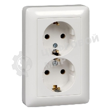 Розетка С/У с з/к со шторками 16А 250В, белый. ХИТ двойная Розетка С/У с з/к со шторками 16А 250В, белый. ХИТ двойная