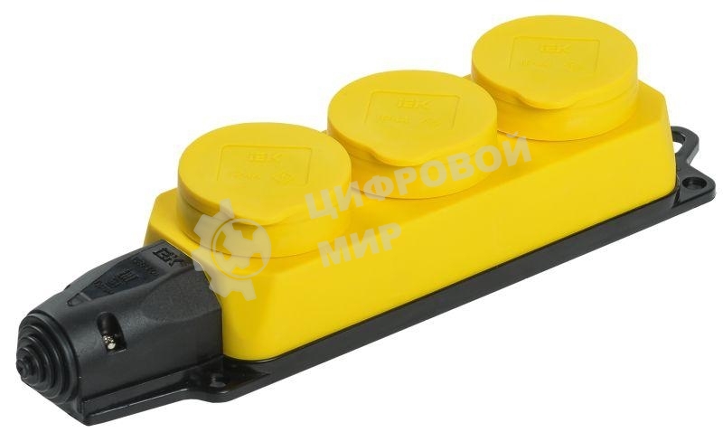 Розетка 3-м ОМЕГА РБ33-1-0м IP44 каучук жел. IEK PKR61-016-2-K05