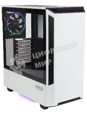 Компьютерный корпус Hiper PW81 белый без БП ATX 3x120мм 2xUSB2.0 2xUSB3.0 audio bott PSU