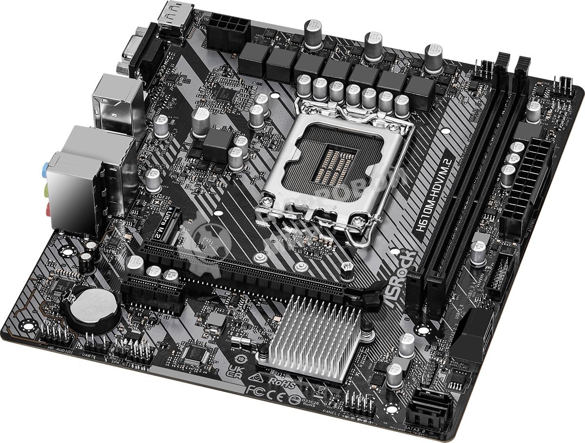 Материнская плата ASRock H610M-HDV/M.2 R2.0, LGA 1700, Intel H610, 2xDDR4, 4xSATA, 1xM.2, 1xPCIe 4.0 x16, 1xPCIe x1, 1xDP, 1xHDMI, 1xVGA, 1x 1Gb LAN, 2xUSB-A 3.2 Gen 1, 4xUSB 2.0, 3x3.5 мм, 7.1, mATX