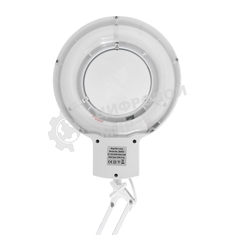 Лупа на струбцине Rexant, круглая, 8D, с подсветкой, белая