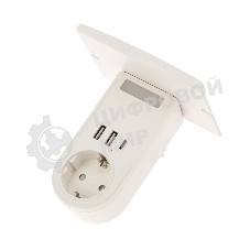 Сетевое зарядное устройство USB Rexant (2хUSB-A + USB-С) + розетка 220-250В с подсветкой и подставкой для телефона