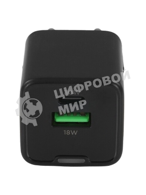 Зарядное устройство Cablexpert MP3A-PC-64, 30Вт GaN, 3А, QC4.0/PD, 1xUSB, 1xType-C, черный, пакет