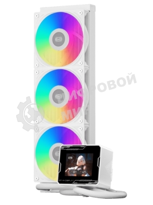 Система охлаждения PCCooler GT360 ARGb Display WH (310W, 360мм, LED temp., белый, ARGb/Fans: 3x120мм, 99CFM, 41.5dBA, 3000RPM/Pump 15dBA, 2600RPM, Rad thickness 27мм/S: 1851, 1700, 1200, 115X, AM5, AM4)