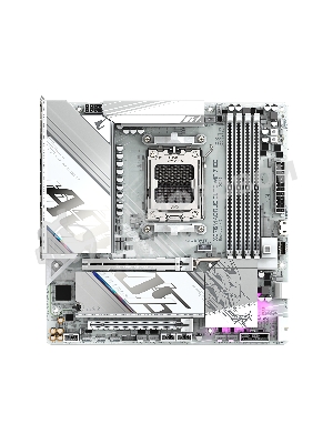 Материнская плата Gigabyte X870M AORUS ELITE WIFI7 ICE, AM5, AMD X870, 4xDDR5, 2xSATA, 2xM.2, 1xPCIe 5.0 x16, 1xPCIe 4.0 x16, 1xHDMI, 1x2.5Gb LAN, Wi-Fi 7, Bluetooth 5.4, 2xUSB-C 40Gbps (USB4), 2xUSB-A 10Gbps, 4xUSB-A 5Gbps, 4xUSB-A 2.0, 3x3.5 мм + S/PDIF оптический, 7.1, белый, mATX