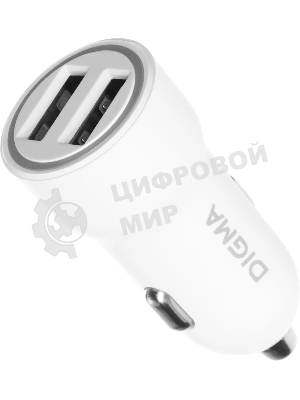 Автомобильное зар./устр. Digma DGC1С 12W 2.4A 2xUSB белый (DGC1C2LX22WH)