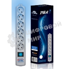 Сетевой фильтр Pilot S 5 м, 6 розеток, белый, коробка