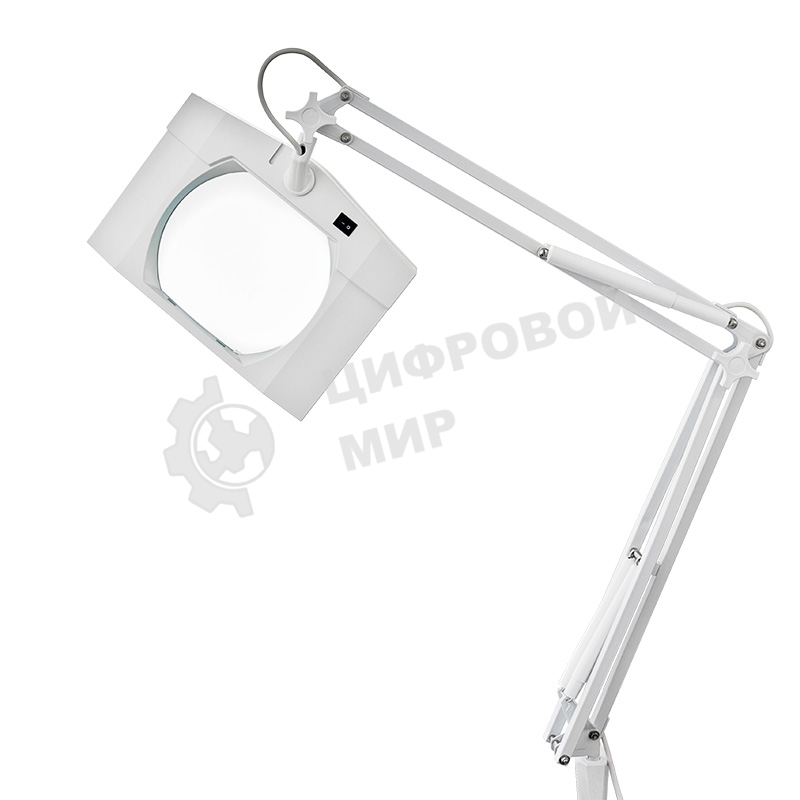 Лупа на струбцине Rexant, квадратная, 5D, с подсветкой, белая