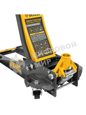 Домкрат гидравлический подкатной Denzel 3 т, 75-500 мм, быстрый подъем, низкий подхват, проф.