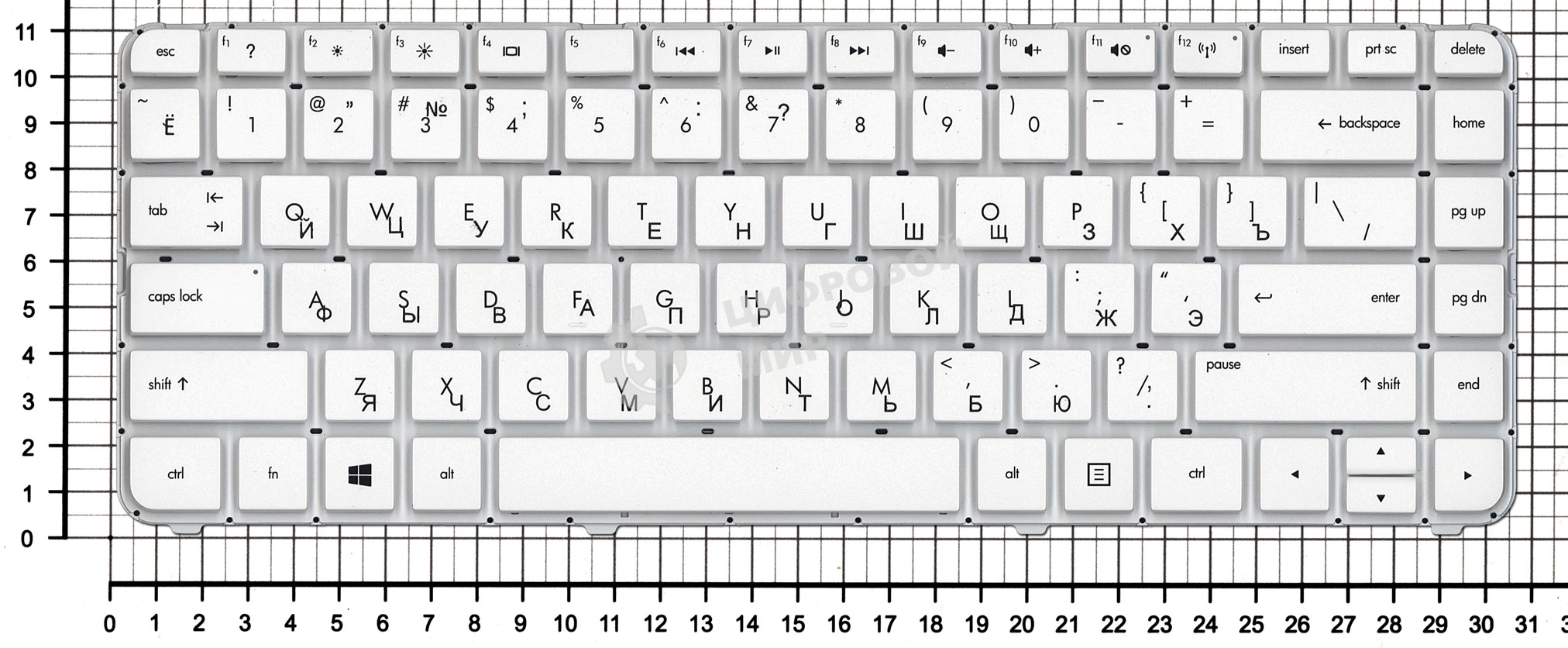 Клавиатура для ноутбука HP Pavilion G4-2000 белый без рамки