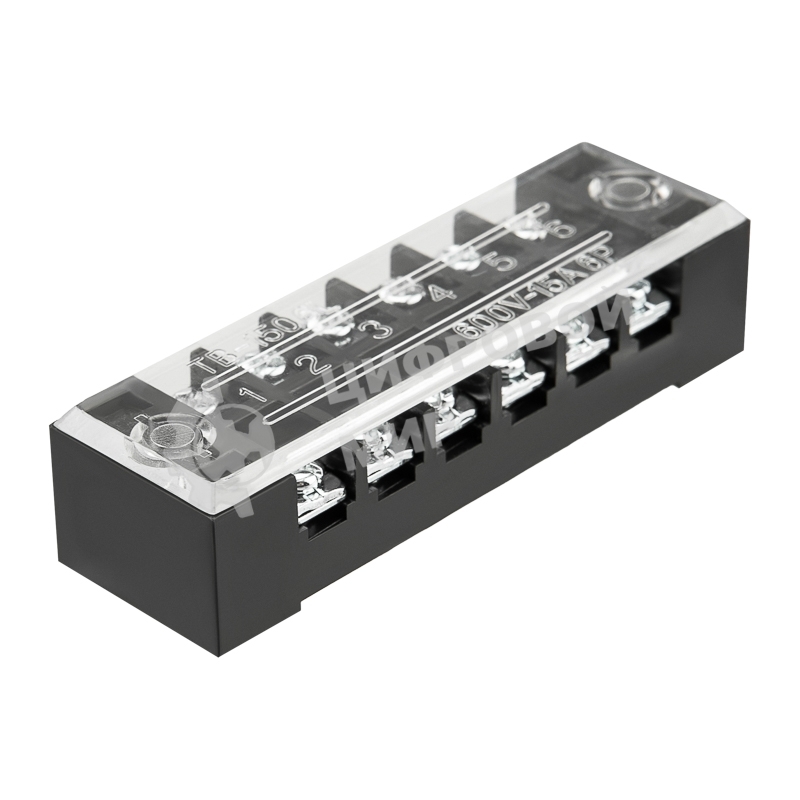 Блок зажимов клеммный Rexant БЗН ТВ-1506 1,5мм2 15A 6 пар