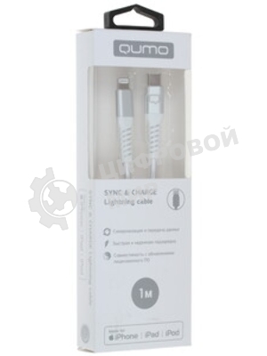 Кабель QUMO, MFI С94, Type-C на MFI Apple 8 pin, силиконовый, 1м, 2,22A, 9V, 20W, PD (белый)