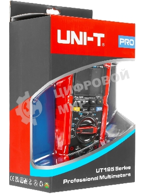 Профессиональный мультиметр UNI-T UT195M Напряжение постоянного/переменного тока (1000 В); постоянный/переменный ток (20А); Сопротивление (60 МОм); Емкость (60 мФ); Частота (40 МГц); Температура (1000 ℃)