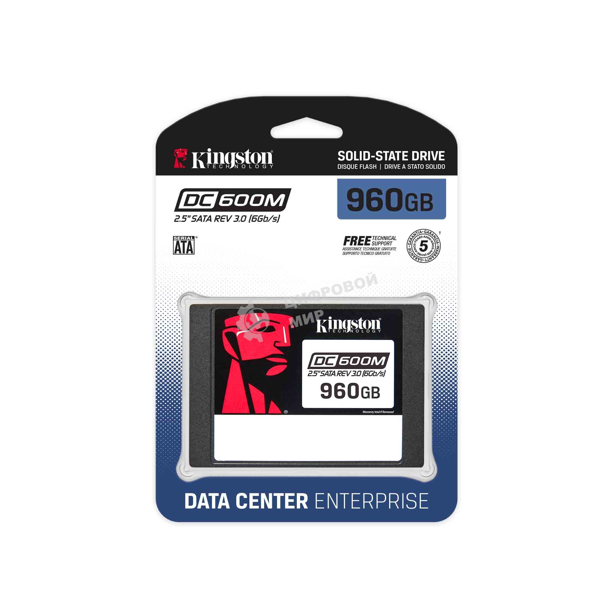 Накопитель SSD Kingston DC600M, 960 Gb, SATA III, R/W 560/530 МБ/с