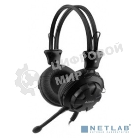 Гарнитура проводная с микрофоном A4Tech HS-28 черный 1.8м мониторы оголовье черный