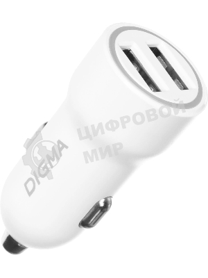 Автомобильное зар./устр. Digma DGC1С 12W 2.4A 2xUSB белый (DGC1C2LX22WH)