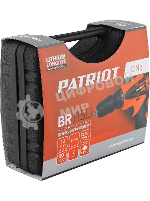 Дрель-шуруповерт Patriot BR 115Li, 12 В, 2 Ач, 25 Нм, щеточный