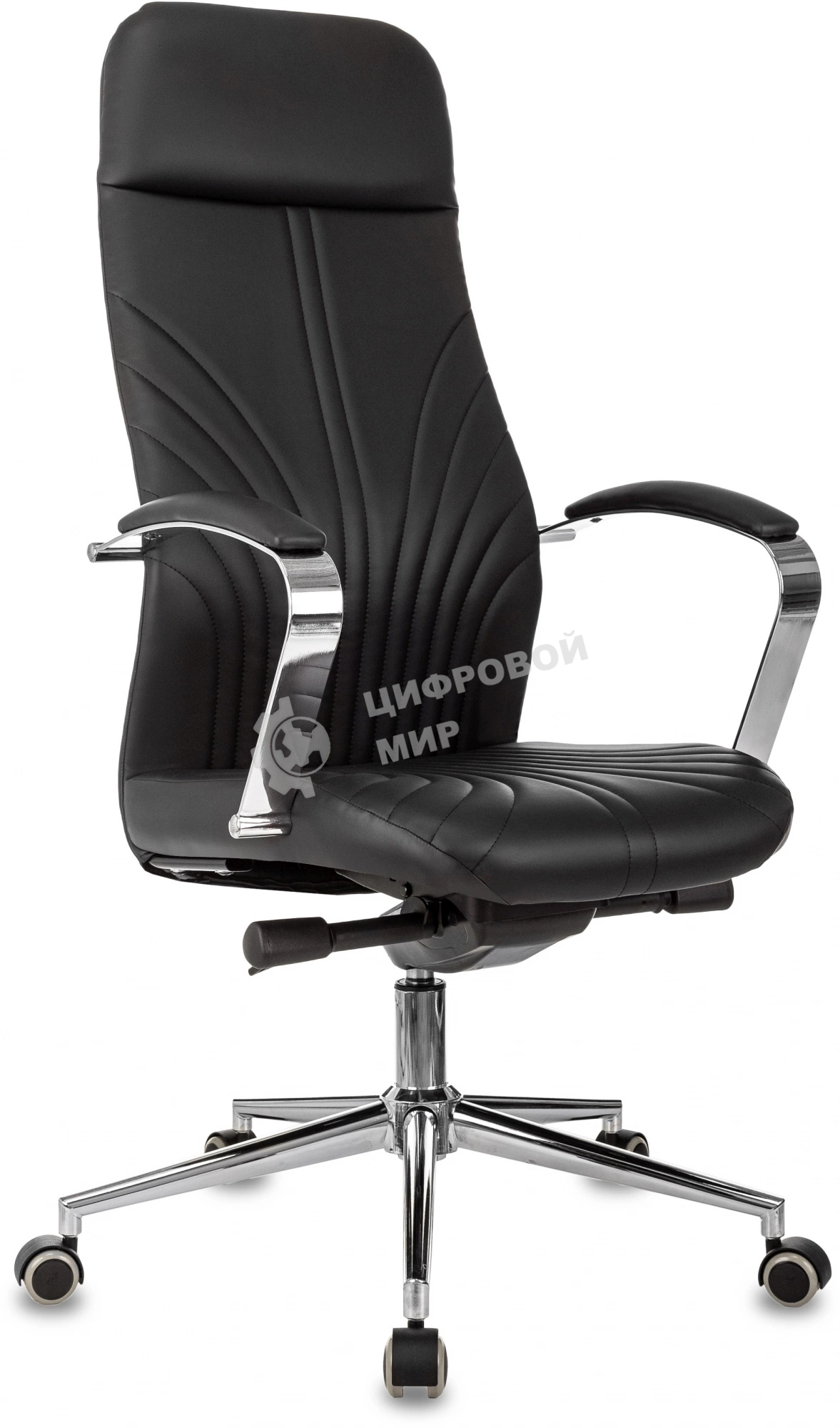 Кресло руководителя Бюрократ CH-610SL-Lux черный. эко.кожа. крестов. металл хром