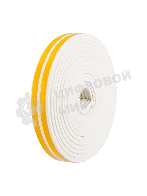 Уплотнитель самоклеящийся, белый, Е-профиль 9х4мм, для зазоров 1-3мм, упаковка по 6м PROconnect
