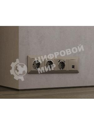Комплект механизма электрической розетки ALFA Темная бронза матовый 2USB A+A 18W (быстрая зарядка) с/з QUANT (AP6390, VM155) MA639010