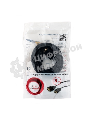 Кабель DisplayPort->VGA Cablexpert CCP-DPM-VGAM-10, 3м, 20M/15M, черный, экран, пакет