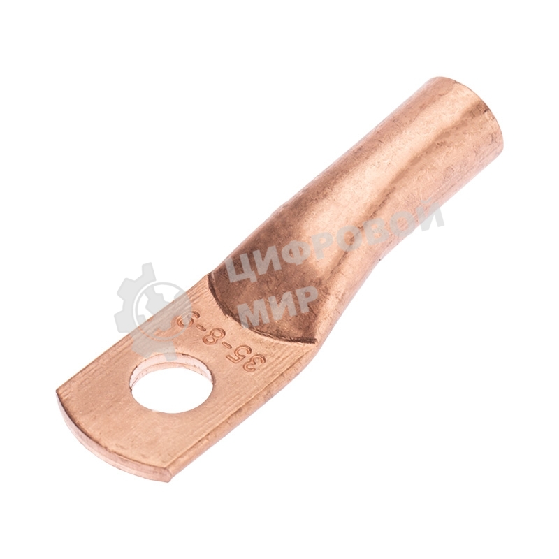 Наконечник медный Rexant ТМ 35-8-9 (35 мм² - Ø8 мм) (в упак. 50 шт.)