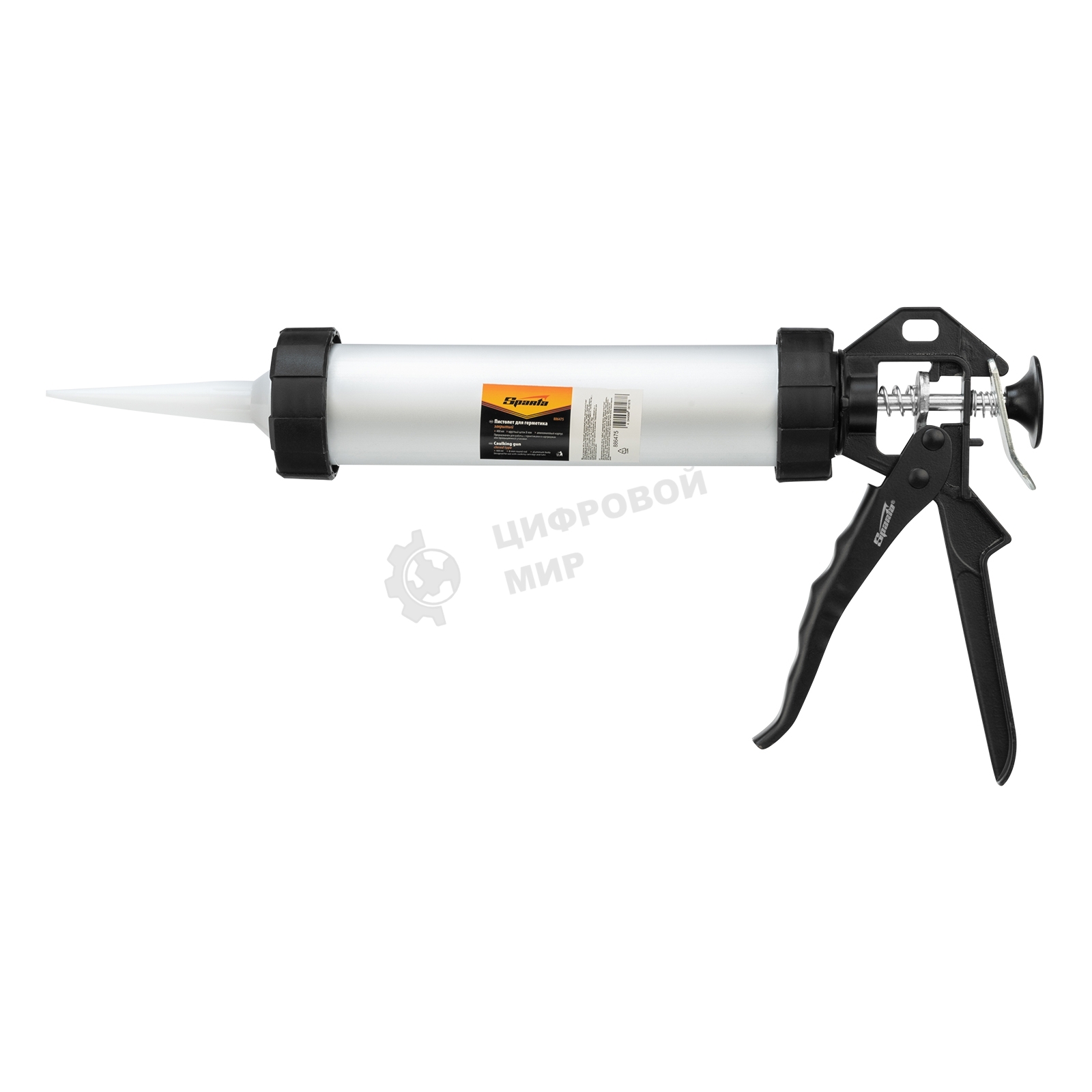 Пистолет для герметика Sparta 400мл ''закрытый'' алюминиевый корпус круглый шток 8 мм