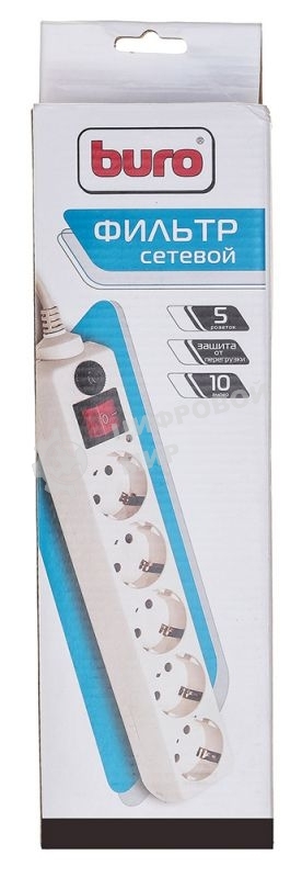 Сетевой фильтр Buro Сетевой фильтр, 5 розеток, 3 метра, белый