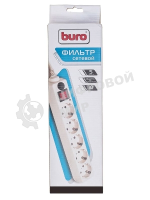 Сетевой фильтр Buro Сетевой фильтр, 5 розеток, 3 метра, белый