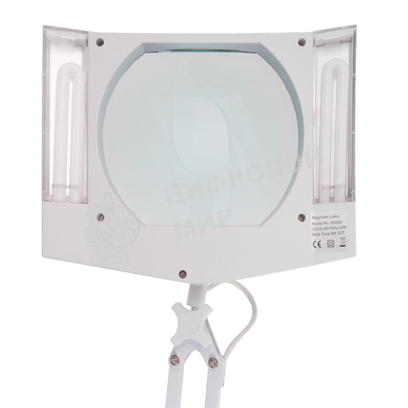 Лупа на струбцине Rexant, квадратная, 5D, с подсветкой, белая