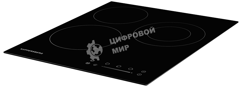 Электрическая варочная панель Kuppersberg ECS 402/ширина 45 см, 3 зоны ускоренного нагрева HI-Light, 1 зона с двойным расширением, сенсорное управление+слайдер, 4 цифровых дисплея, 9 уровней мощности, автоотключение, защита от перелива, защита от детей, и