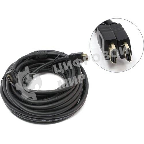 Кабель HDMI v.1.4 10м Telecom, 2 фильтра, 19M -19M, с позолоченными контактами