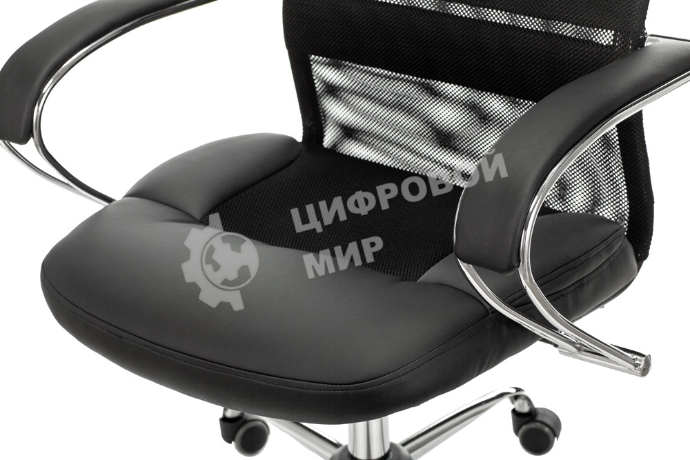 Кресло руководителя Бюрократ CH-608SL/BLACK TW-01 TW-11 черный, искусст.кожа/ткань, крестовина хром, спинка сетка