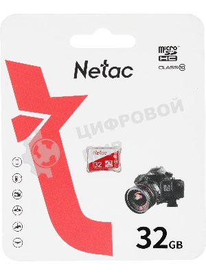 Флеш карта Netac P500 ECO 32Gb MicroSDHC C10 up to 80Mb/s, retail pack card only