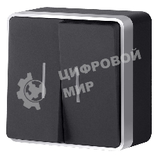 Выключатель двухклавишный с подсветкой Gallant (черный с серебром) W5020134
