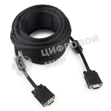 Кабель VGA Premium Cablexpert CC-PPVGA-15M-B, 15M/15M, 15м, черный, тройной экран, феррит.кольца, пакет