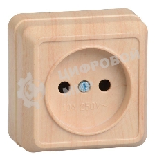 Розетка 1-м ОП Октава 10А IP20 без заземл. сосна IEK ERO10-K03-10-DC