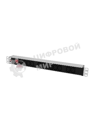 Блок розеток Rem-10 без шнура с выкл., 10 IEC 60320 C13, вход IEC 60320 C14, 10A, алюм., 19