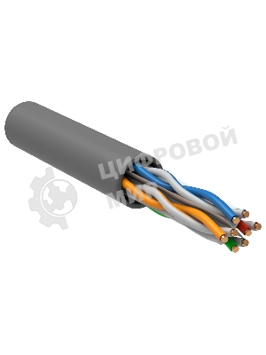 Кабель связи ITK витая пара U/UTP, кат.6, 4 пары 23AWG solid, 305м, ПВХ, серый